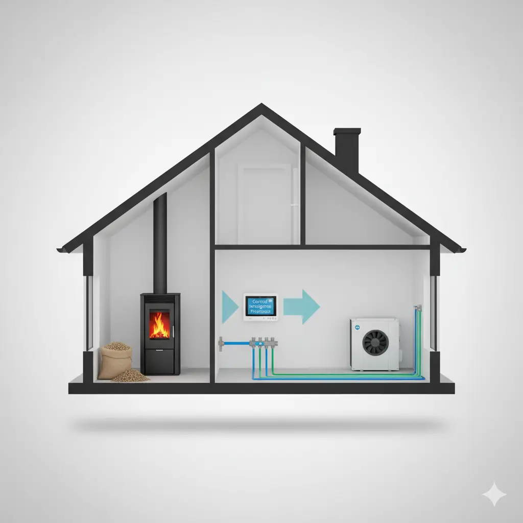 sistemas de calefacción híbridos leña y electricidad