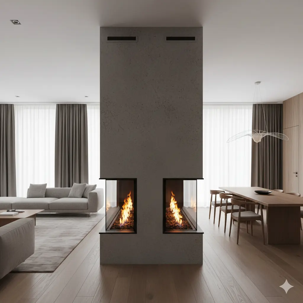 Chimeneas pasantes doble vista diseño.